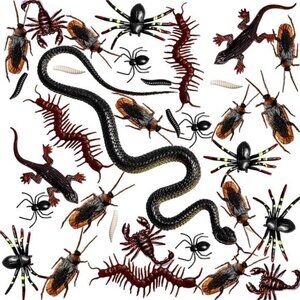 148 Pieces Plastic Bugs Trick Joke Decoration Scary Insects Fake Snake Cockroach